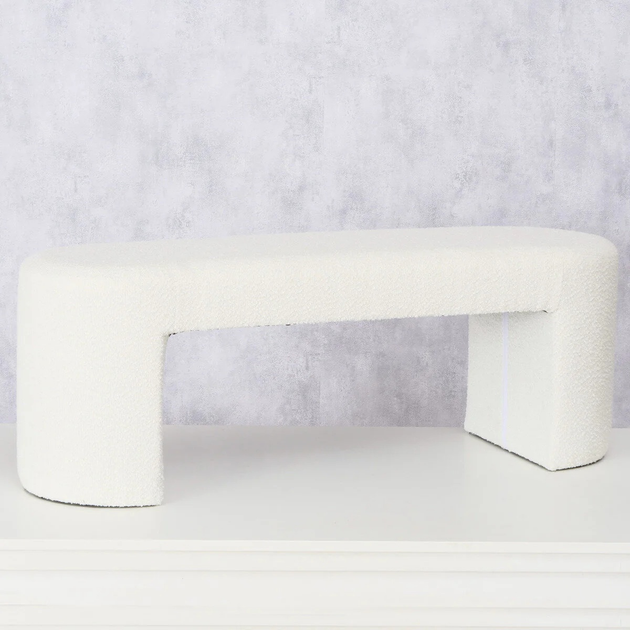 Банкетка Boltze Solin у плюшевій оббивці 42 см Біла (4066076465842) - зображення 3