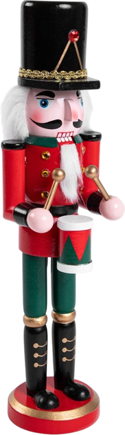 Figurka Homla dziadek do orzechów drewniana z bębenkiem 31 cm (5906496715358) - obraz 2