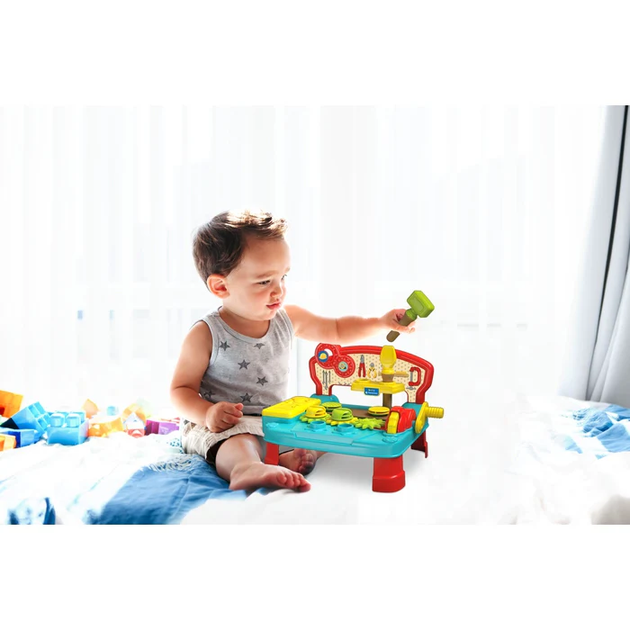 Stolik Montessori Clementoni Baby warsztatowy z drewnianymi elementami (8005125179688) - obraz 4
