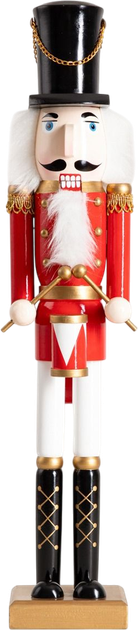 Figurka Homla dziadek do orzechów drewniana z bębenkiem 50 cm (5904183836126) - obraz 1