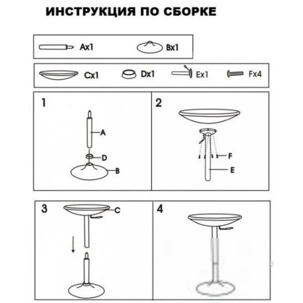 Стол барный Амира 600*700+200*450 (круглый с регулировкой высоты) Пластик/хром , цвет Белый Group SDM - зображення 4
