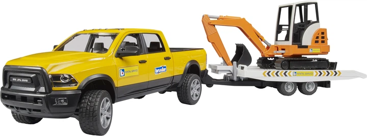 Набір іграшковий Bruder Автомобіль RAM з причепом-лафетою та міні-екскаватором 1:16 2546 (4001702025465) - зображення 2