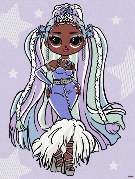Obraz do malowania po numerach Ideyka L.O.L. Surprise! O.M.G. Fashion Show Lady Braids z kryształkami 30x40 cm KHO6272 (4823104371229) - obraz 1