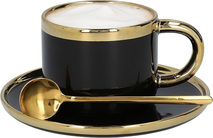 Чашка Homla Sinnes з блюдцем та ложечкою чорна 0.2 л (5902869978061) - зображення 2