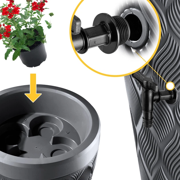 Zbiornik na deszczówkę z podstawką Kadax Reveret 240 L Antracytowy - obraz 2