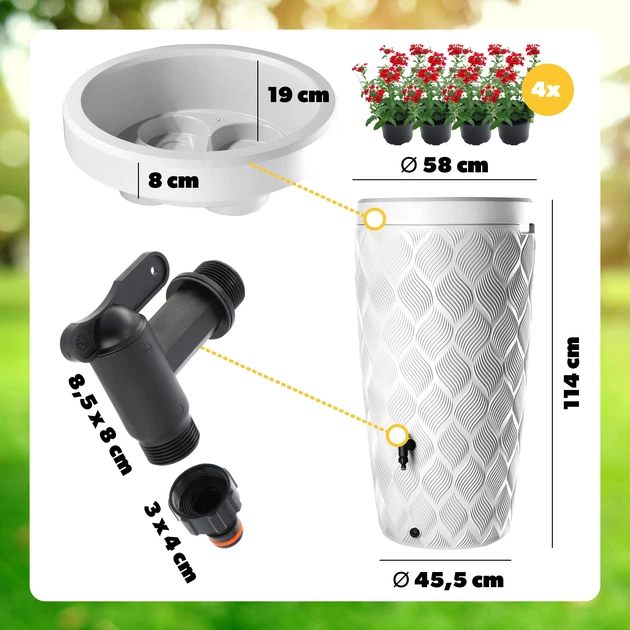 Zbiornik na deszczówkę Kadax Reveret 240 L Biała - obraz 4