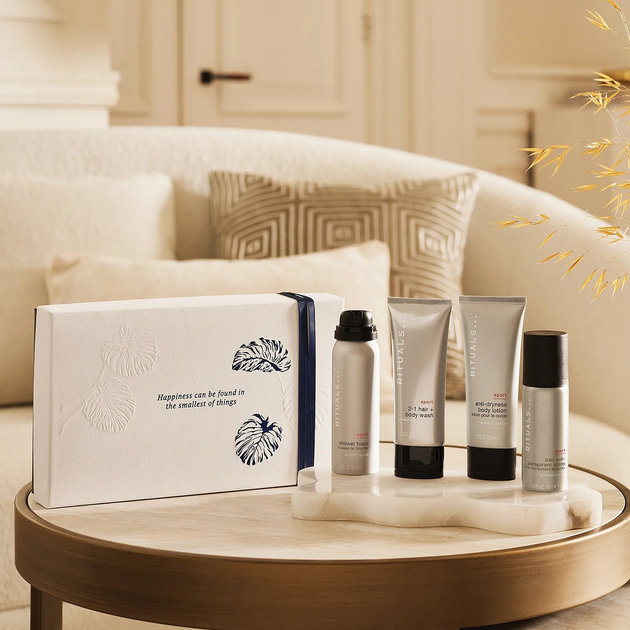Zestaw Rituals The Ritual Of Homme Gift Set S 2025 Antyperspirant w sprayu 50 ml + Żel-pianka pod prysznic 50 ml + Szampon i żel pod prysznic 2 w 1 70 ml + Balsam do ciała Anti-Dryness 70 ml (8719134201567) - obraz 3