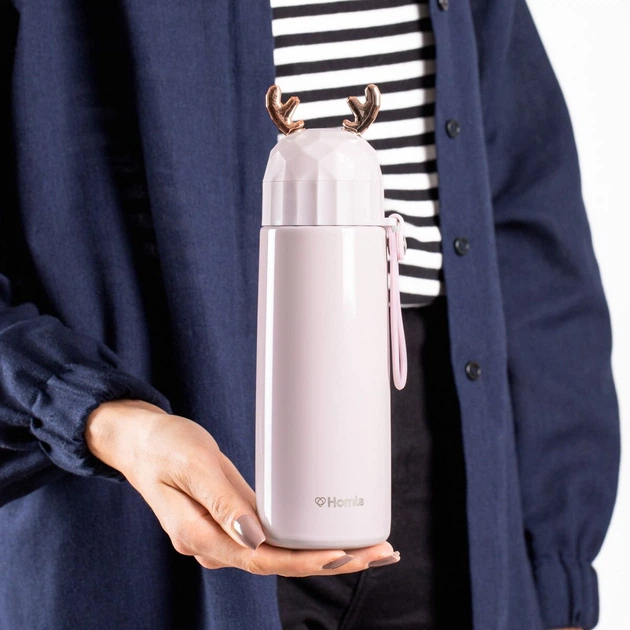 Термос Homla Gatto з мотивом оленя рожевий 0.38 л (5906496721540) - зображення 4
