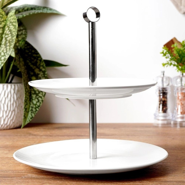 Підставка Orion порцелянова 2-рівнева Біла 25 см (8592381150624) - зображення 7