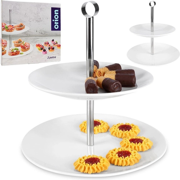 Підставка Orion порцелянова 2-рівнева Біла 25 см (8592381150624) - зображення 9