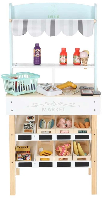 Market drewniany Lulilo Melo Stragan supermarket z kasą (5903039766181) - obraz 1