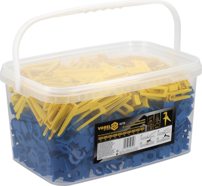 Система вирівнювання плитки VOREL кліпси + клини + щипці 2 мм 700 + 200 шт. 04728 (5906083108297) - зображення 5