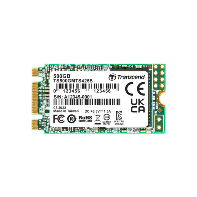 Накопичувач Transcend 425S 500GB M.2 2242 SATAIII (TS500GMTS425S) - Фото 1 Накопичувач Transcend 425S 500GB M.2 2242 SATAIII (TS500GMTS425S) - изображение 1