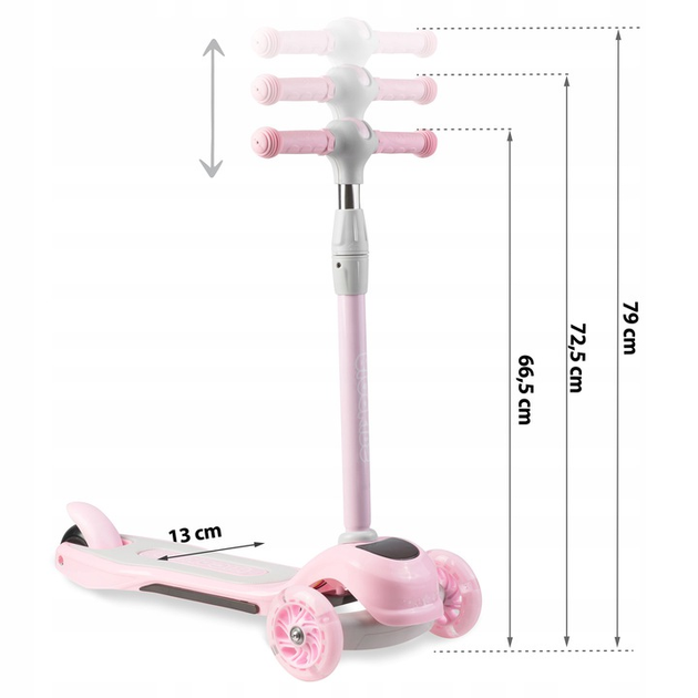 Hulajnoga trójkołowa Ricokids Piko Różowa (5908220477815) - obraz 11