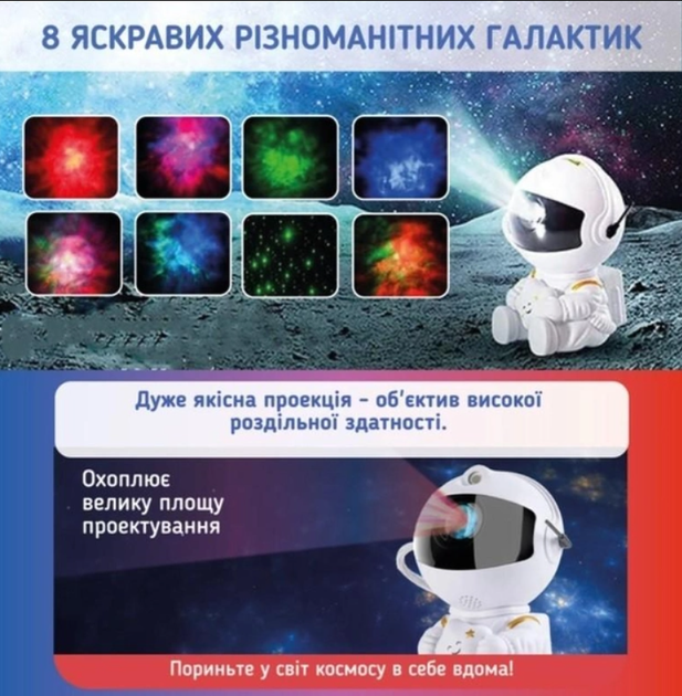 Лазерний нічник-проектор зоряного неба Астронавт ST із зіркою - зображення 4