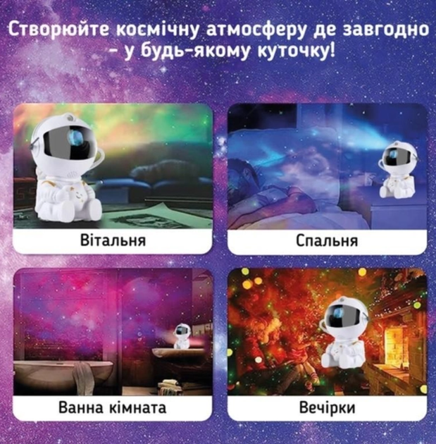 Лазерний нічник-проектор зоряного неба Астронавт ST із зіркою - зображення 10