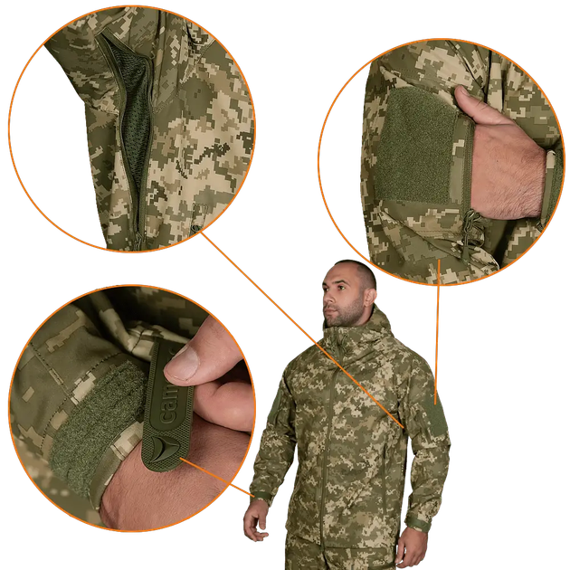 Куртка мужская теплая CM Stalker SoftShell Пиксель L (Kali) - изображение 6