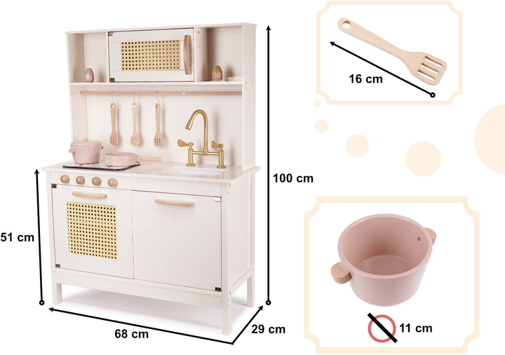 Kuchnia dla dzieci Lulilo BOHO Drewniana MDF z akcesoriami Retro 100 cm KX6284 (5903039717855) - obraz 10