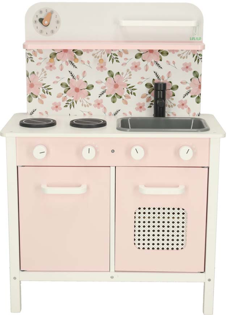 Kuchnia drewniana MDF Lulilo FLORO z akcesoriami Różowa 82 cm (5903039750166) - obraz 4