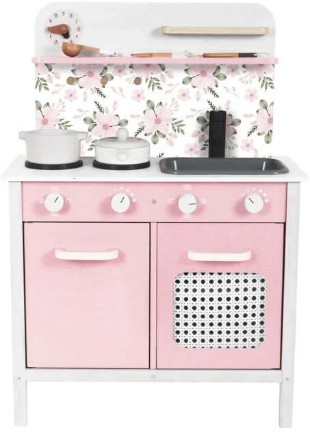 Kuchnia drewniana MDF Lulilo FLORO z akcesoriami Różowa 82 cm (5903039750166) - obraz 1