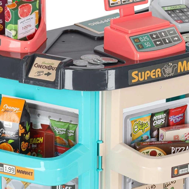 Магазин для дітей Shantou Супермаркет прилавок візок для покупок з аксесуарами KX6395(5903039709652) - зображення 3