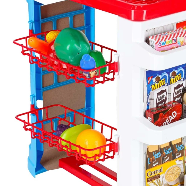 Магазин для дітей Shantou Супермаркет прилавок візок для покупок з аксесуарами KX6394 (5903039709645) - зображення 6