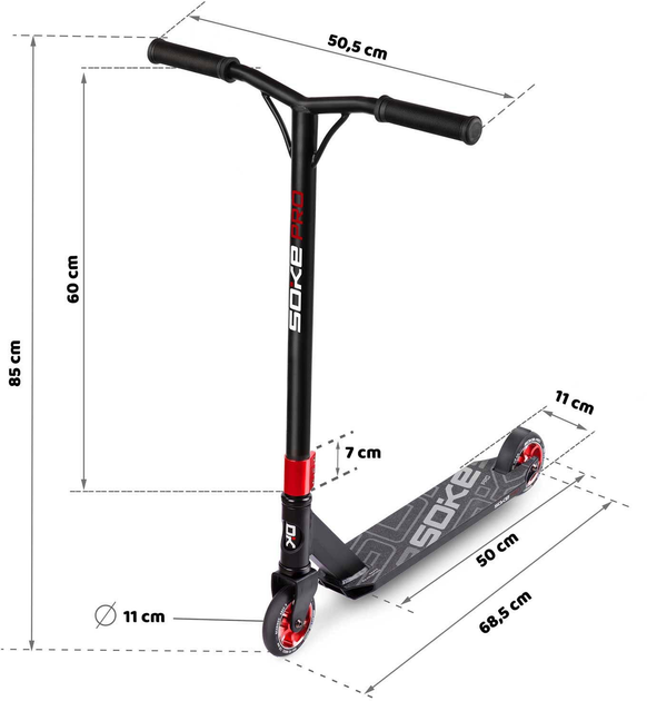 Hulajnoga wyczynowa Soke PRO Red 1602 (5908220470311) - obraz 13