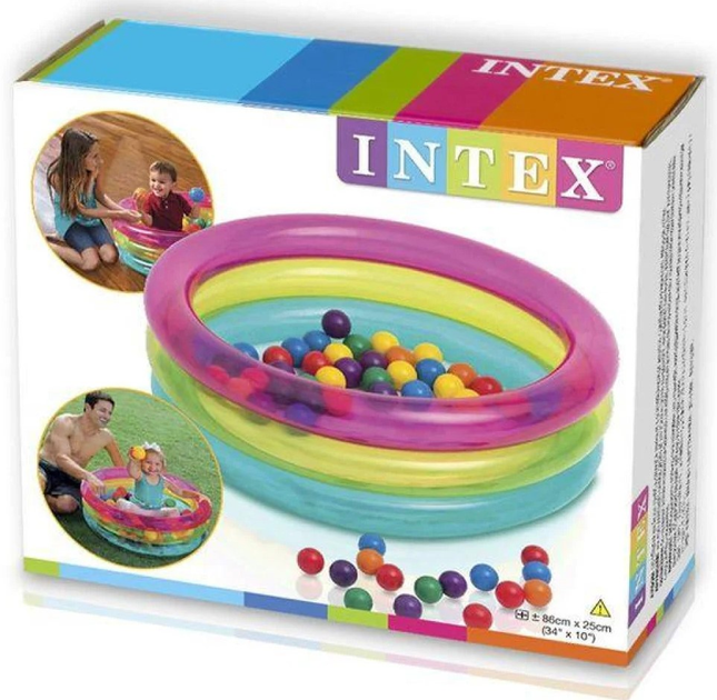 Басейн-манеж надувний Intex з кульками 86 × 25 см (48674) (78257486748) - зображення 1