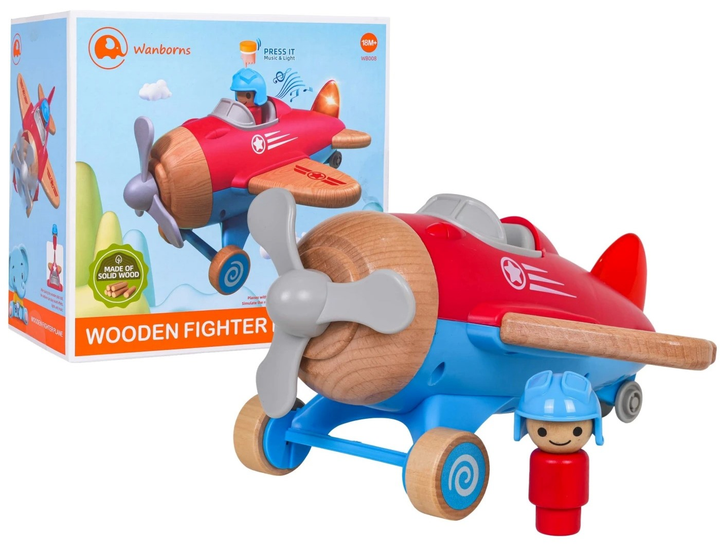 Zestaw do zabawy Drewniany samolot Czerwony ZDR.WB008C.CR (5903864971286) - obraz 2
