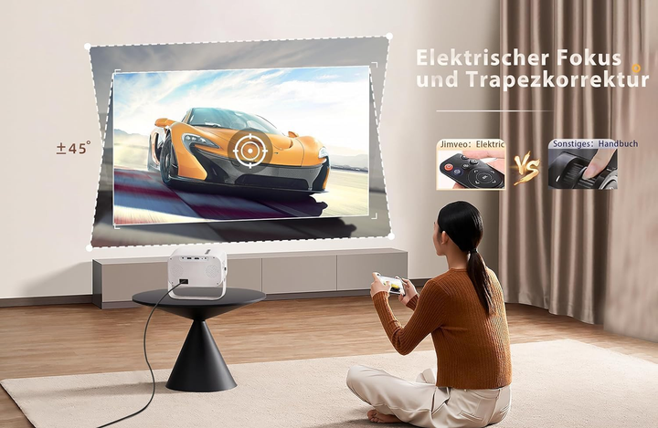 Проєктор Jimveo E18 Full HD Wi-Fi Bluetooth, Білий Б/В - зображення 6