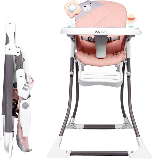Стільчик для годування EcoToys складний Рожевий (5903089066163) - зображення 8