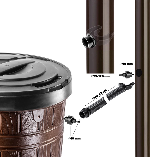 Zbiornik na deszczówkę Kadax Onigo 265L Brązowy - obraz 11