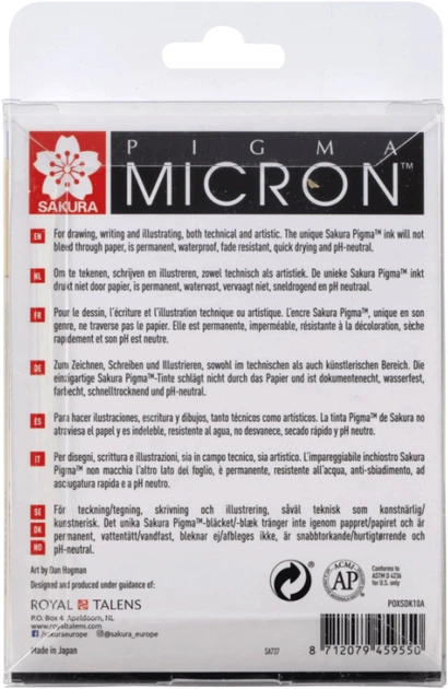 Набір лінерів Sakura Pigma Micron 10 шт POXSDK10A Чорних (8712079459550) - зображення 2