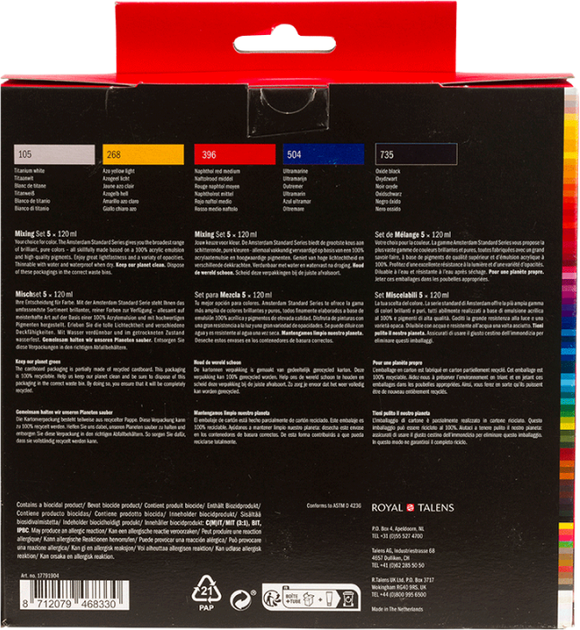 Набір акрилових фарб Amsterdam Standard Mixing Set 17791904 5 x 120 мл Royal Talens (8712079468330) - зображення 4