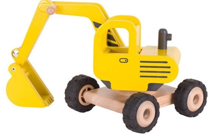 Drewniany pojazd Goki Koparka żółta (55898G) (4013594558983) - obraz 1