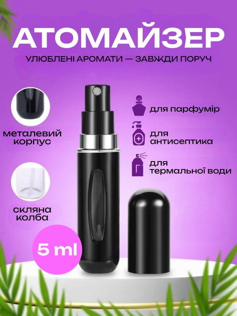 Атомайзер для парфюма 5 мл Черный - Фото 1 Атомайзер для парфюма 5 мл Черный - изображение 1