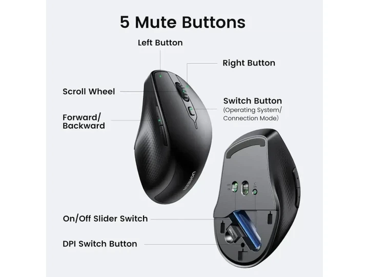 Миша UGREEN MU101 Bluetooth Black (90395) - изображение 4