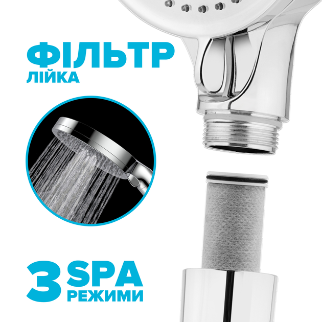 Фильтрующая душевая лейка DROP SPA3F-MULTI120F на 3 SPA потока с угольным фильтром - изображение 2