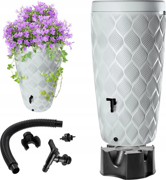 Zbiornik na deszczówkę z podstawką Kadax Reveret 240 L Biały - obraz 2