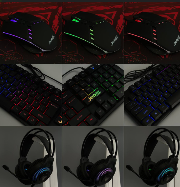 Игровой комплект Jedel CP-09 4в1(клавиатура + мышь + наушники + коврик) с подсветкой - изображение 4