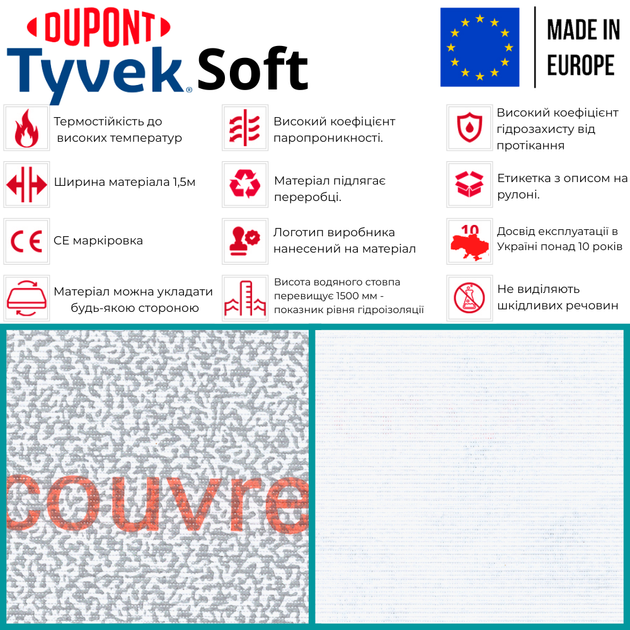 Супердифузійна мембрана Tyvek Soft 1,5 x 50 м, 75 м2, 60 г/м2 - зображення 13