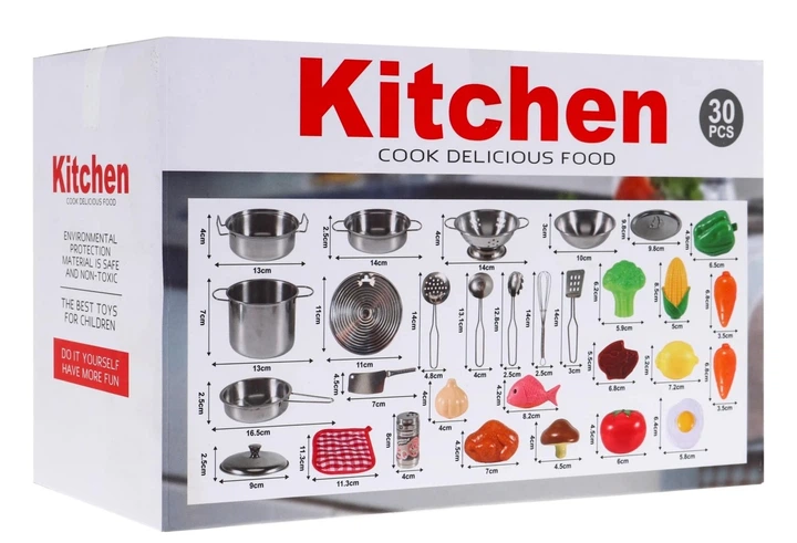 Mega zestaw kuchenny Metalowe garnki + Przybory kuchenne + Jedzenie 30 elementów ZDZ.555-BX050 (5903864954364) - obraz 7