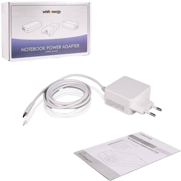 Zasilacz sieciowy do laptopa Whitenergy 45 W USB-C Biały (5908214375592) - obraz 5