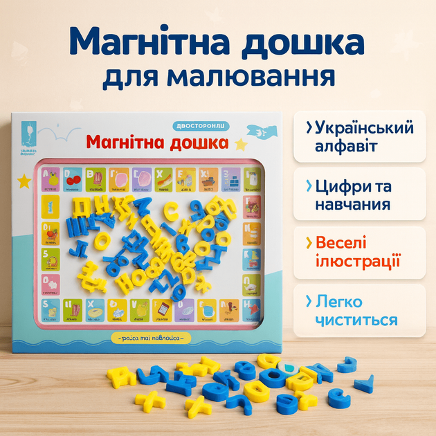 Магнитная доска для рисования "Країна іграшок" буквы+цифры, мелки, маркер PL-7061 - изображение 3