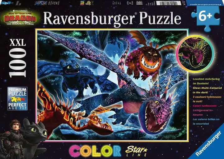 Пазл Ravensburger Дракони 100 елементів, що світяться 13710 (4005556137107) Ravensburger - зображення 1