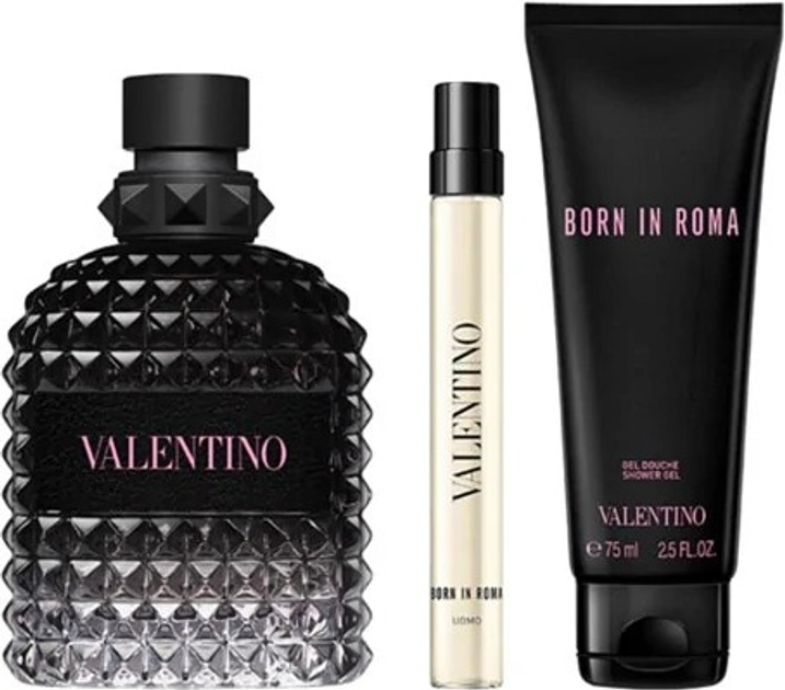 Zestaw męski Valentino Uomo Born in Roma Woda toaletowa 100 ml + Miniaturka Woda toaletowa 10 ml + Żel pod prysznic 75 ml (3614274683622) - obraz 2