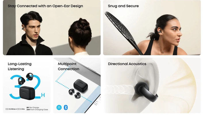 ANKER Soundcore Aeroclip ブラック Беспроводные наушники ANKER SoundСore AeroClip Black - Soundmag