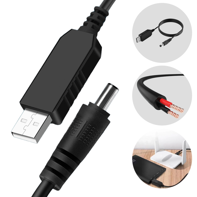Кабель для роутера переходник от павербанка юсб дс usb шнур для модема от павер банка универсальный 12 вольт маршрутизатор вай фай повышающий переходник dc адаптер wifi конвертер питания провод для интернета ups - изображение 6