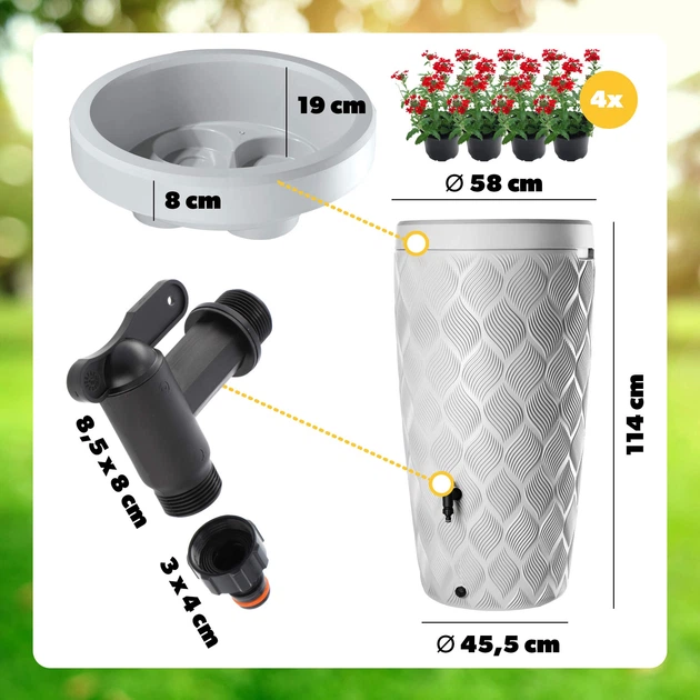 Zbiornik na deszczówkę Kadax Reveret 240 L Szary - obraz 4