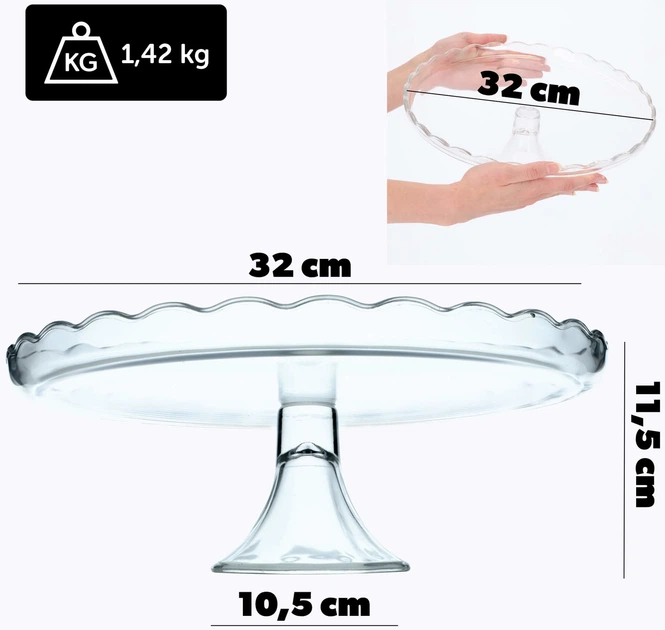 Patera na ciasto Kadax szklana na nodze 32 cm (5903699425718) - obraz 2